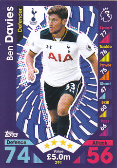 Ben Davies Tottenham Hotspur 2016/17 Topps Match Attax #291